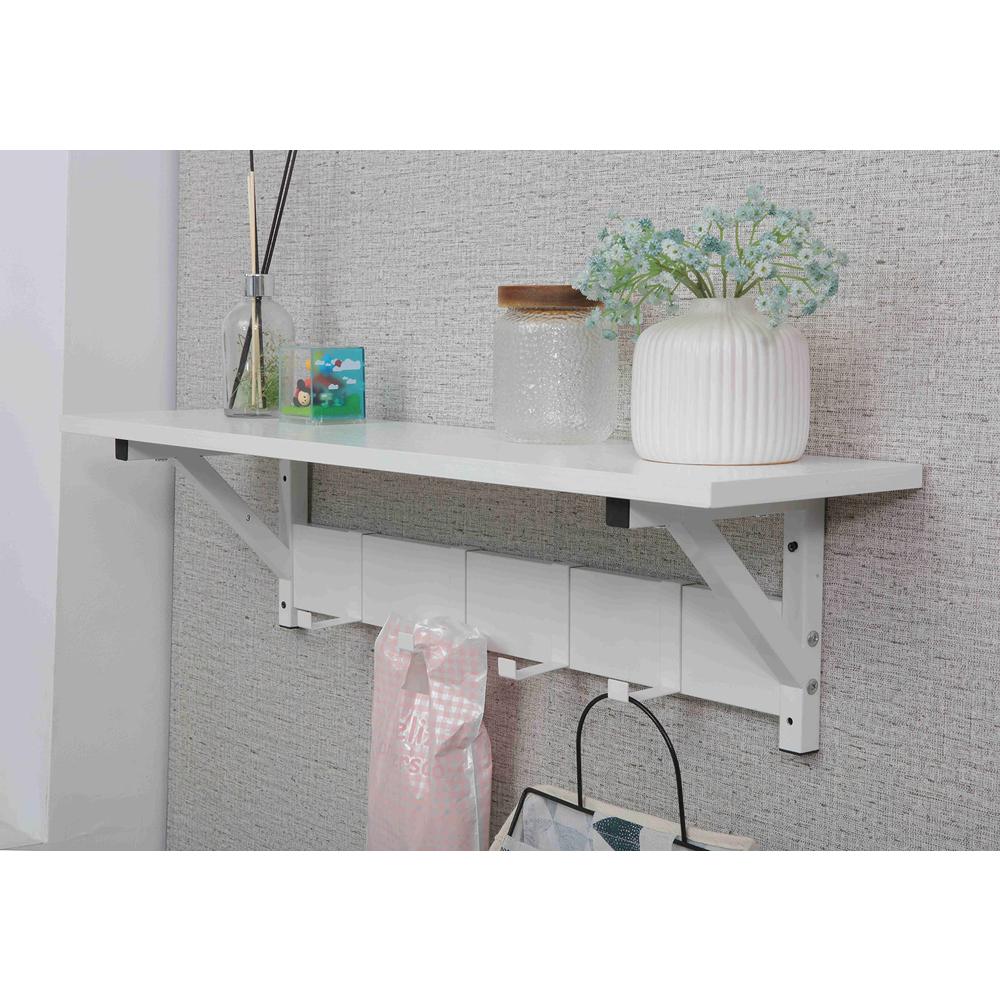 Floating Shelf Coat Rack, White, Set Of 3. Picture 1