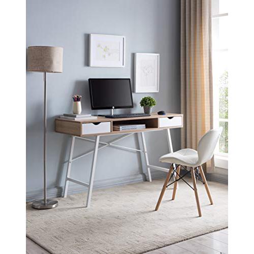 Home Office Writing Desk With Drawers, Mid Century White Oak. Picture 4