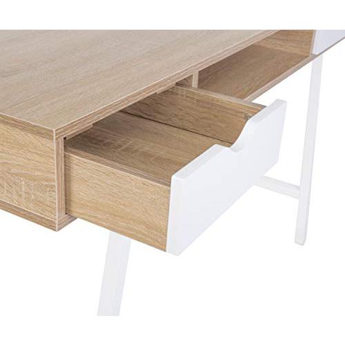 Home Office Writing Desk With Drawers, Mid Century White Oak. Picture 7