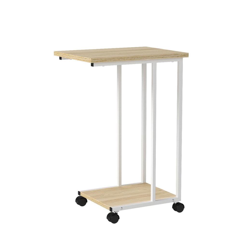 Side End C Table For Sofa, Oak/White. Picture 4