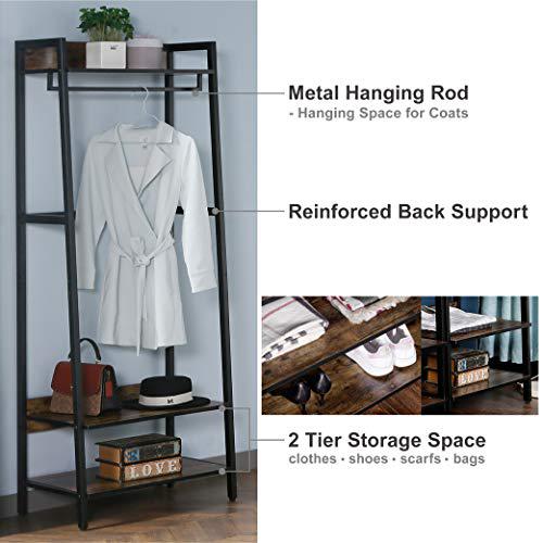 Industrial Rustic Hall Tree Shoe Bench With Storage Shelves. Picture 3