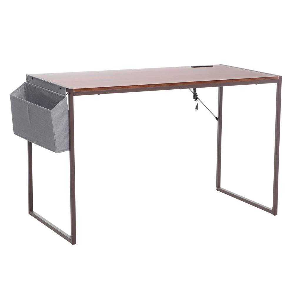 Simple Style Writing Desk For Small Spaces, Brown. Picture 1