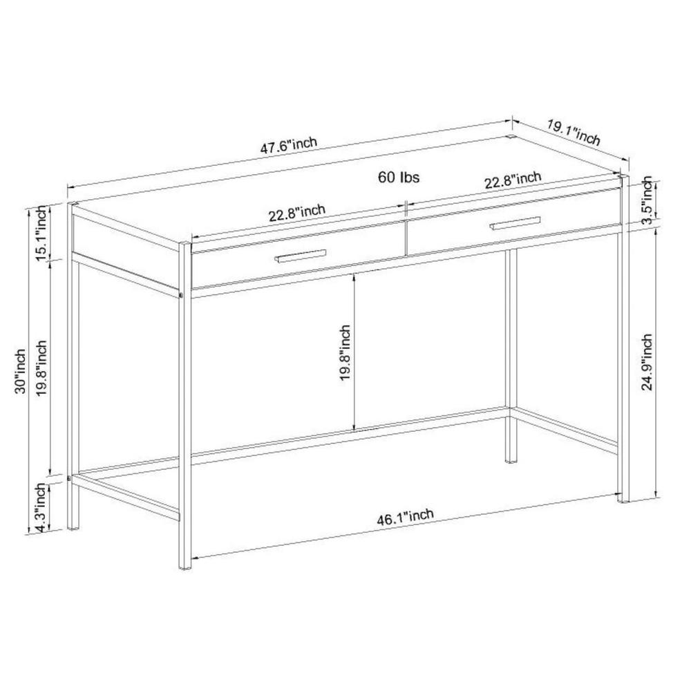 2 Drawer Writing Desk, Mahogany Brown. Picture 5