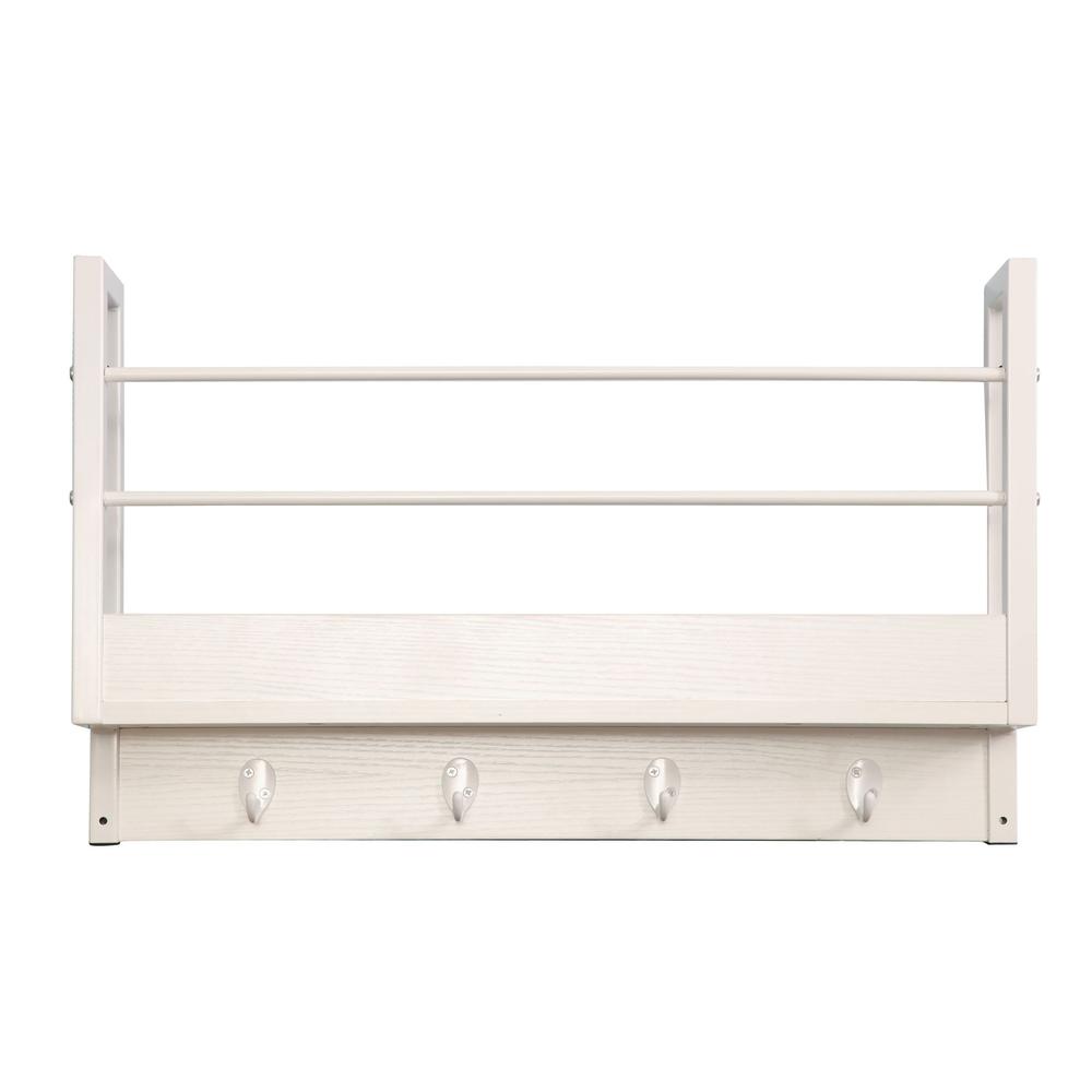 Floating Book Shelf Coat Rack, White. Picture 2