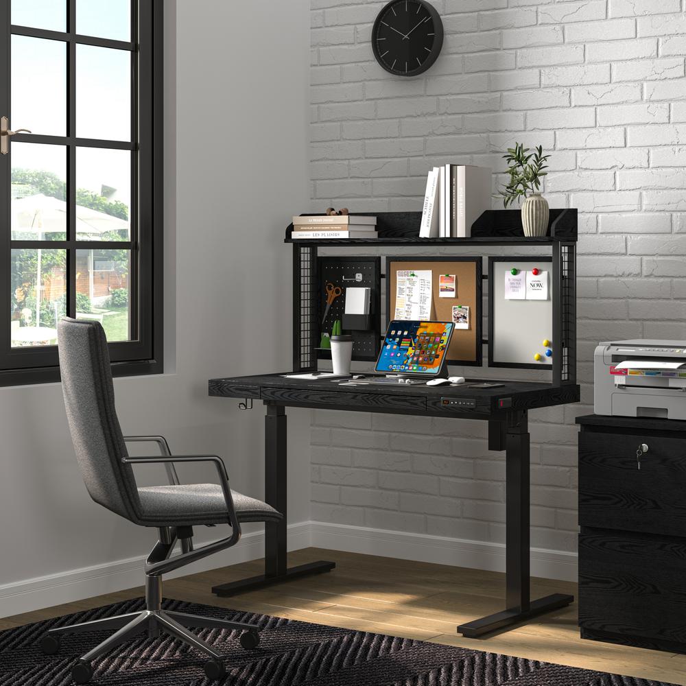2 Drawer Wood File Cabinet With Lock, Black. Picture 3