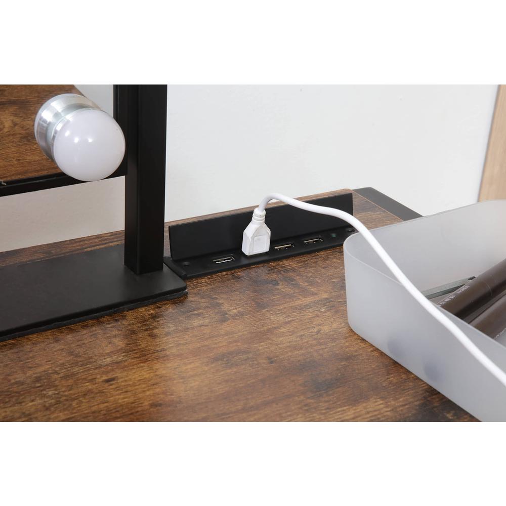 Small Computer Desk Simple Style Writing Desk, Rustic Brown/Black…. Picture 4