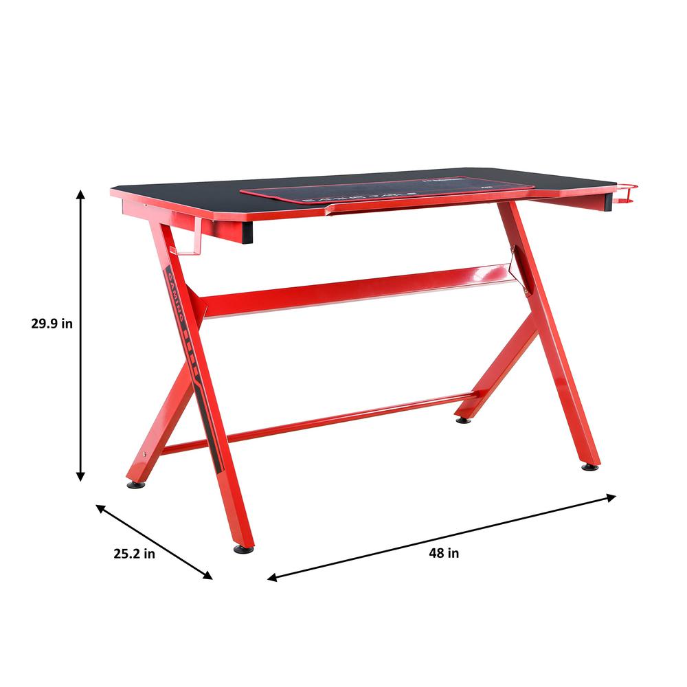 48" Home Office Gaming Computer Desk, Black/Red. Picture 3
