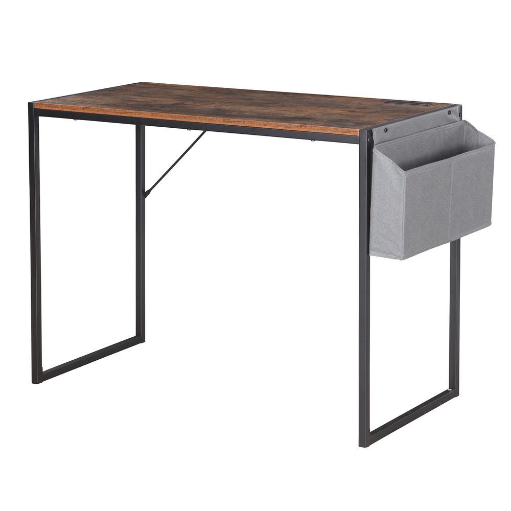 Small Computer Desk Simple Style Writing Desk, Rustic Brown/Black. Picture 1
