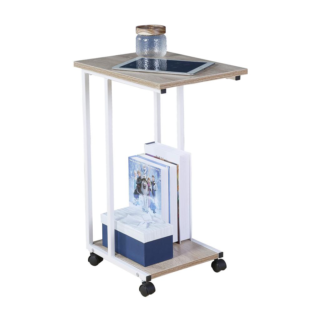 Side End C Table For Sofa, Oak/White. Picture 1