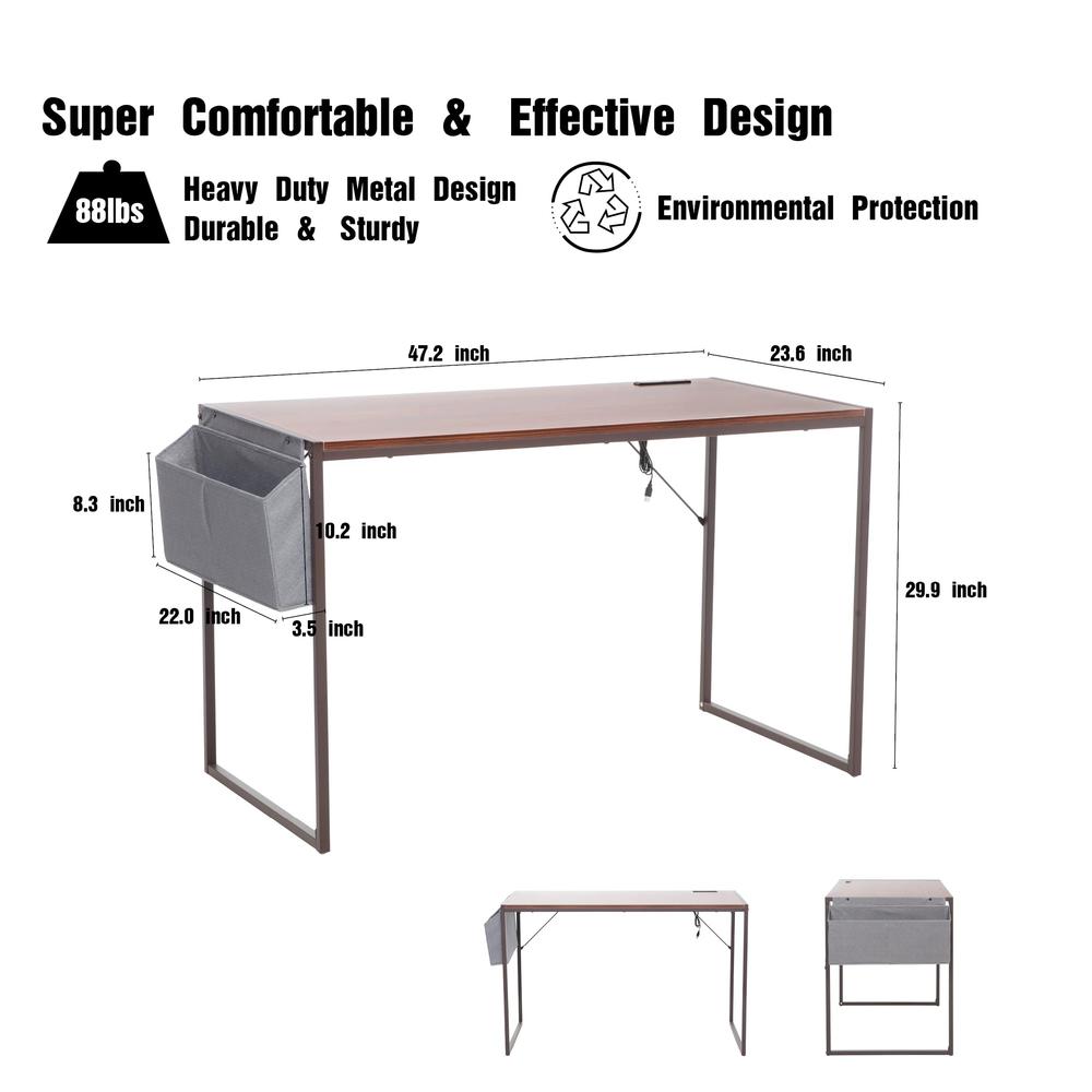 Simple Style Writing Desk For Small Spaces, Brown. Picture 7