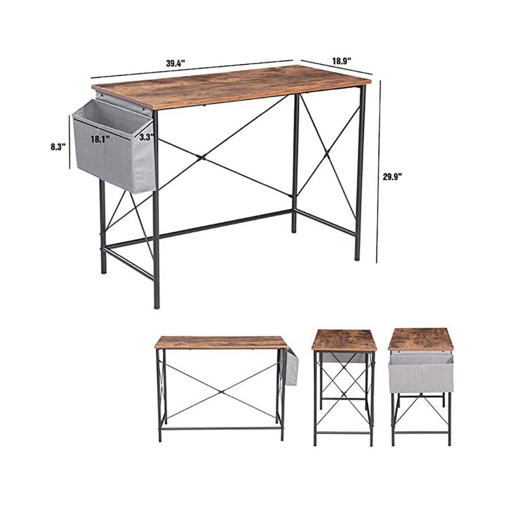 Modern Home Office Simple Minimal Writing Desk, Brown. Picture 2