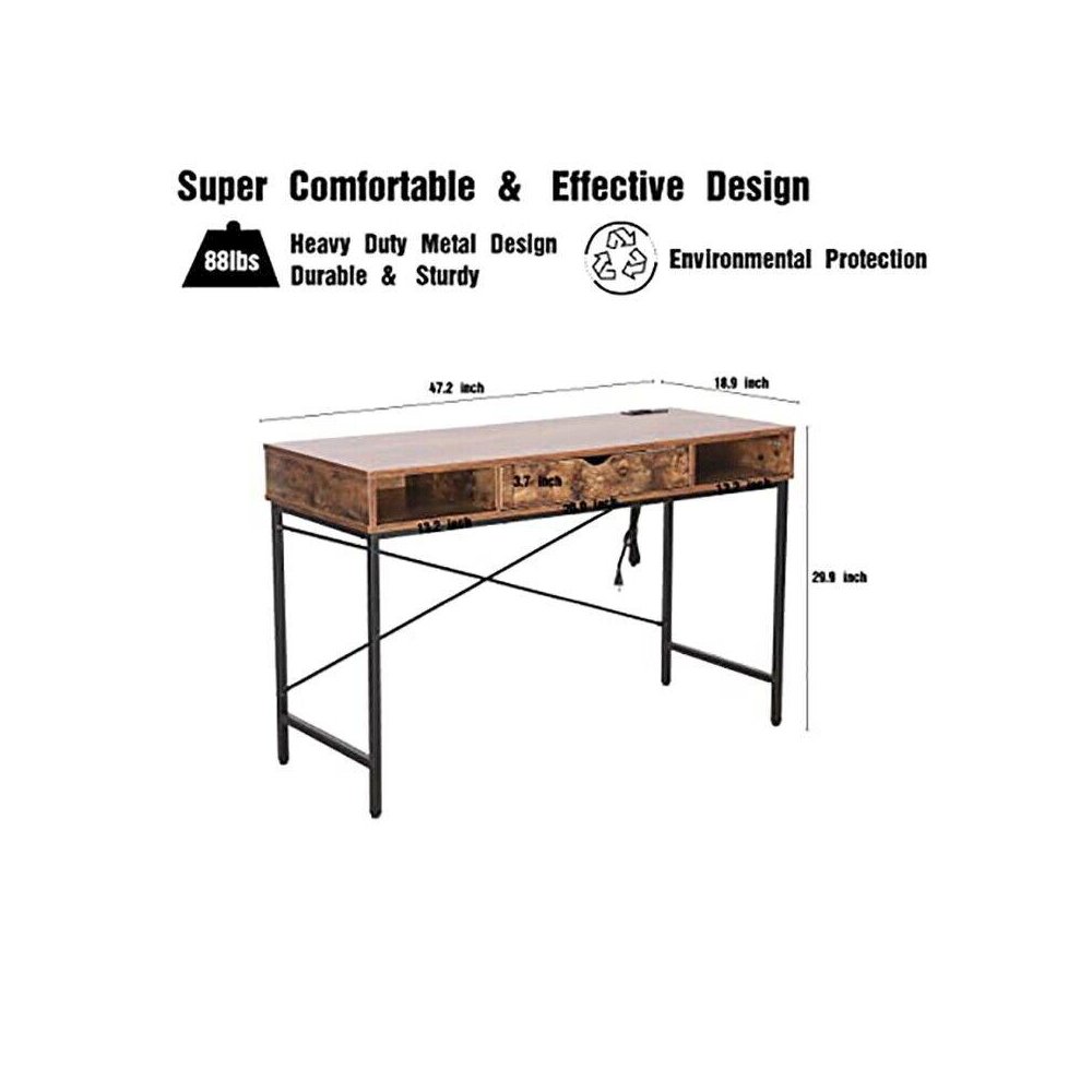 Home Office Contemporary Large Computer Desk Laptop Workstation With Drawer. Picture 2