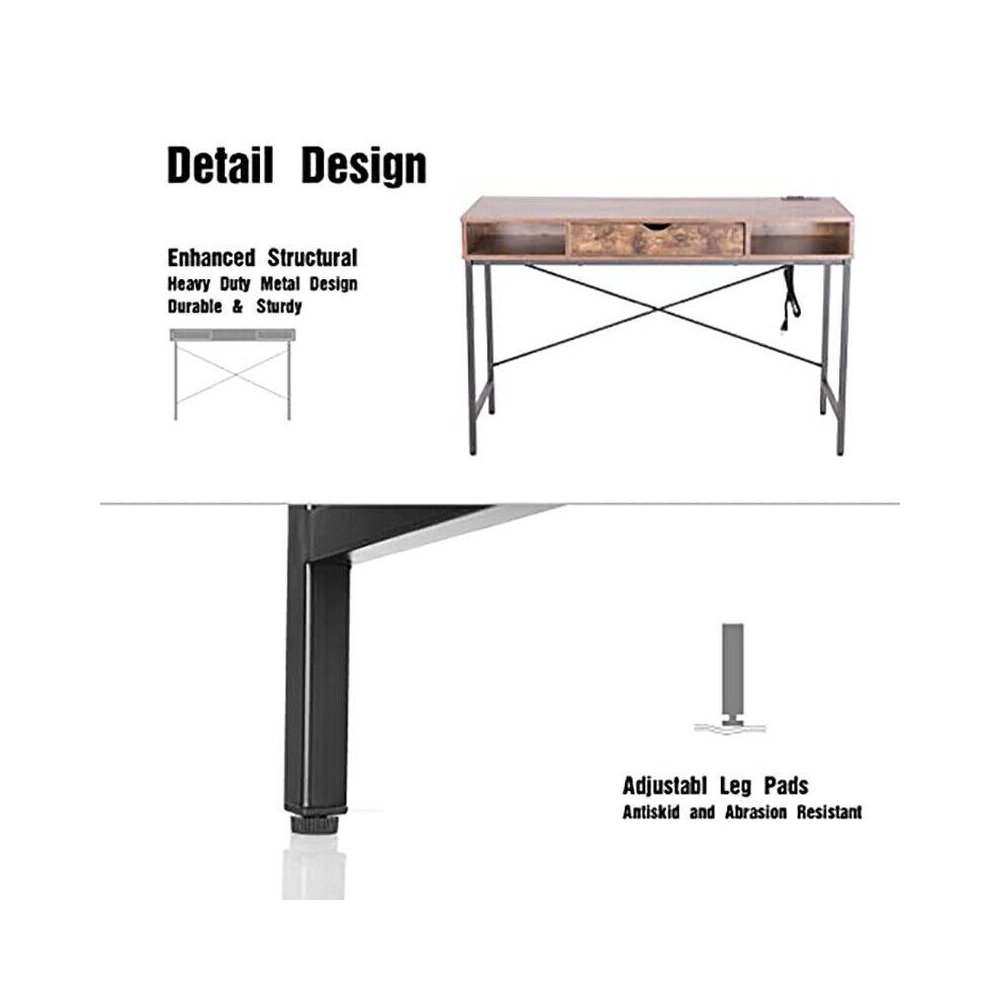 Home Office Contemporary Large Computer Desk Laptop Workstation With Drawer. Picture 3