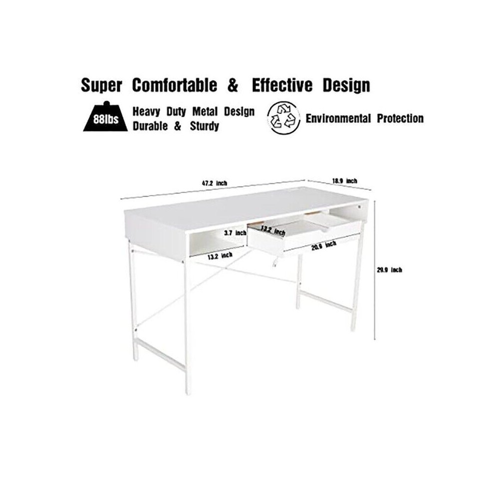 Home Office Contemporary Large Computer Desk Laptop Workstation With Drawer. Picture 2