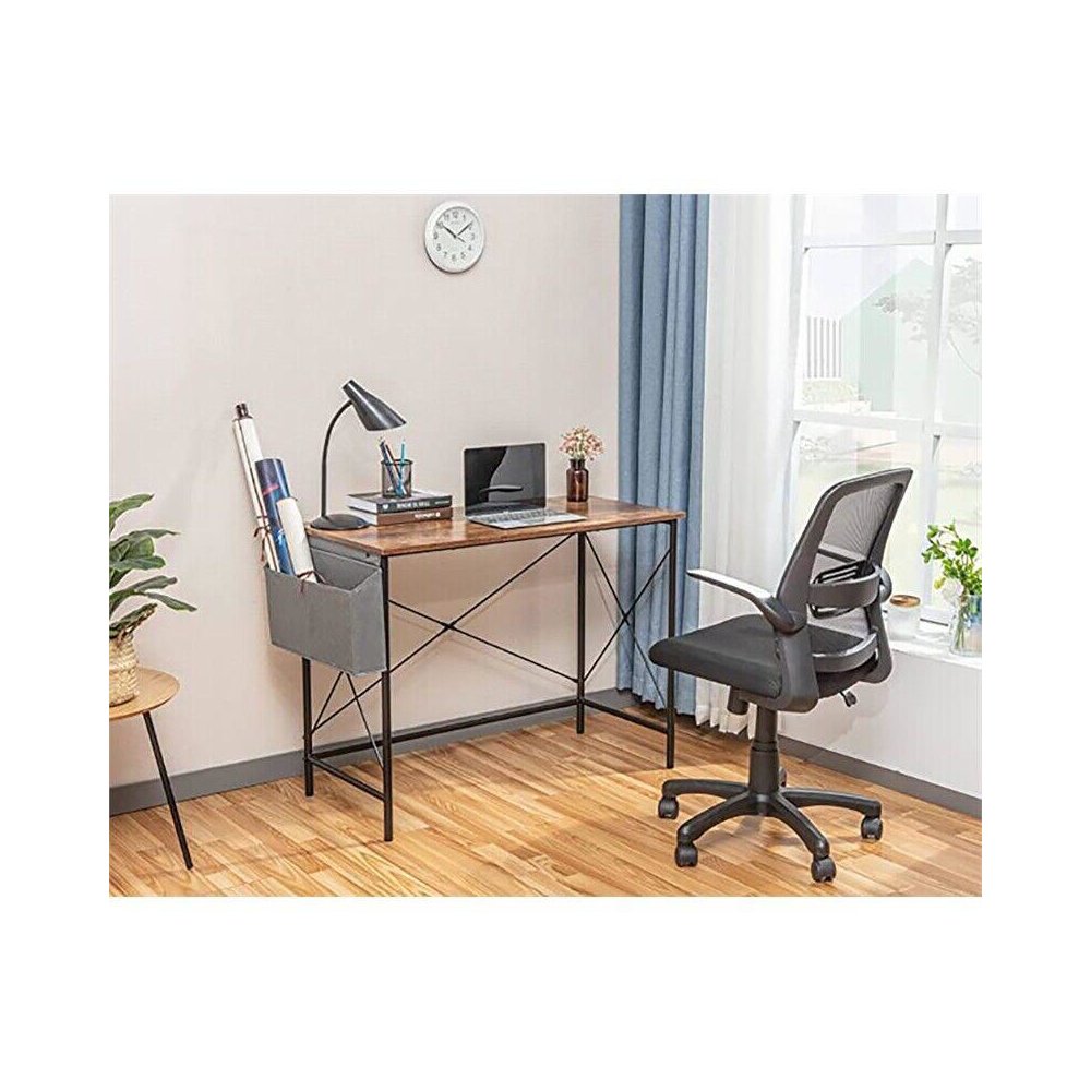 Modern Home Office Simple Minimal Writing Desk, Brown. Picture 3
