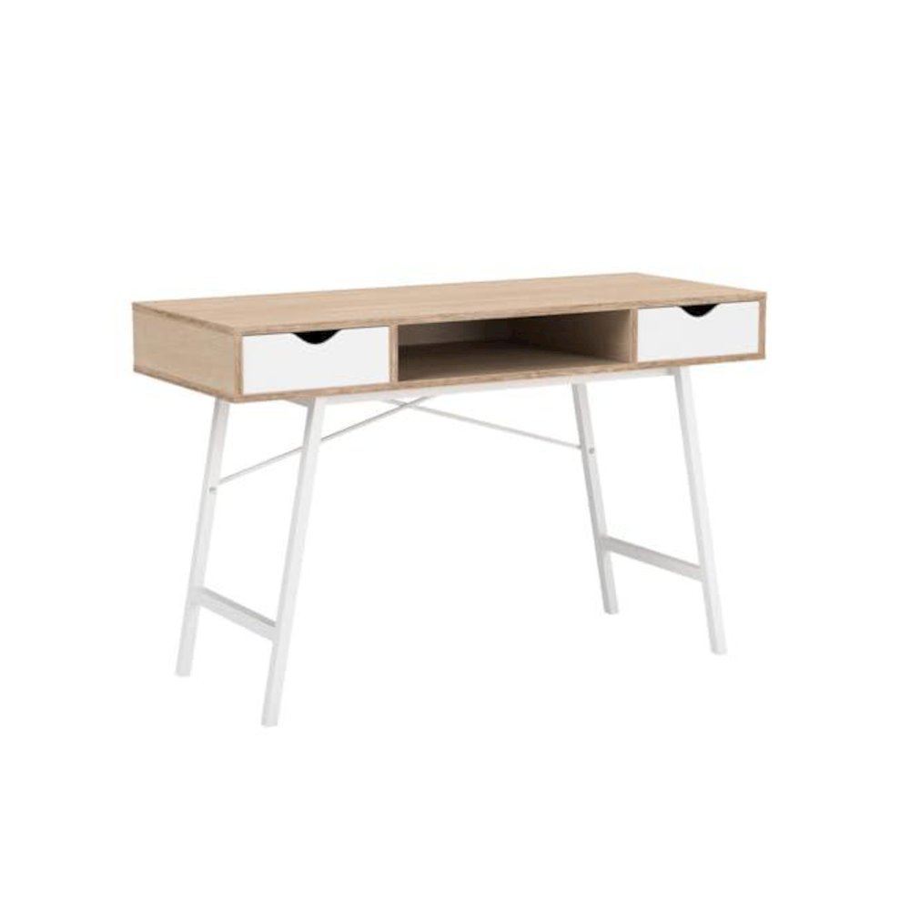 Home Office Writing Desk With Drawers, Mid Century White Oak. Picture 5
