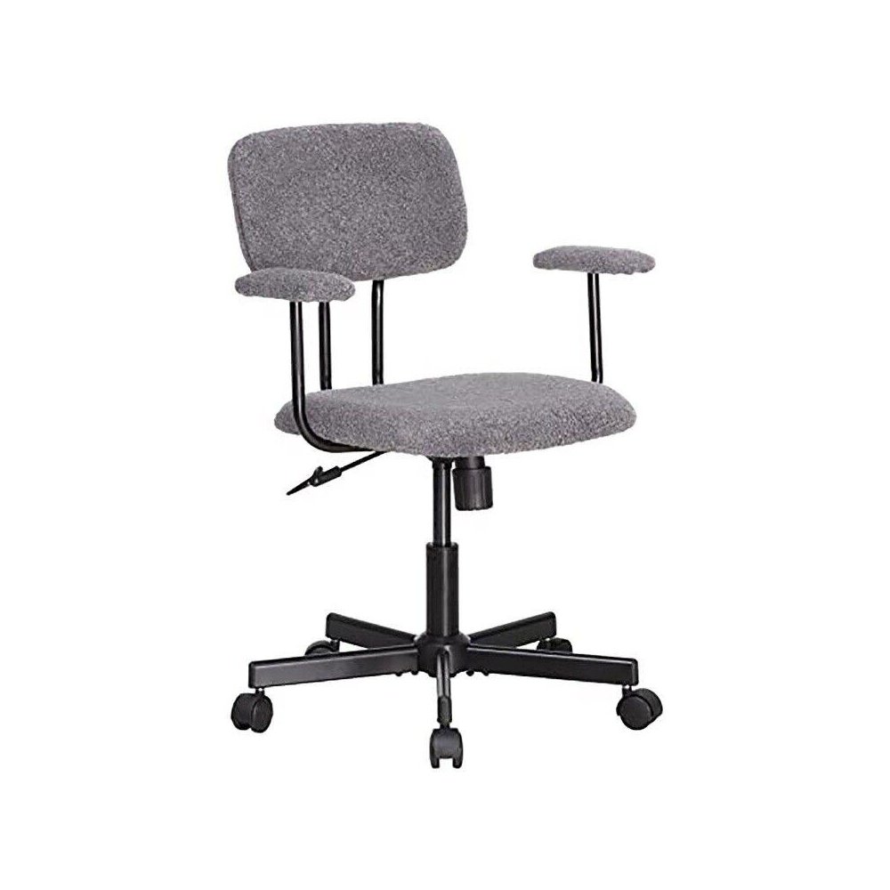 Low Back Velvet Office Computer Chair With Armrest, Grey. Picture 1