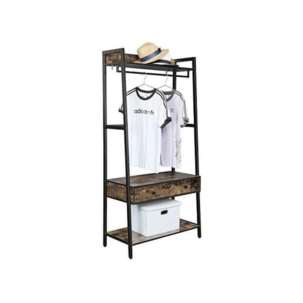 Industrial Rustic Hall Tree Shoe Bench With Storage Drawers And Shelf. Picture 1