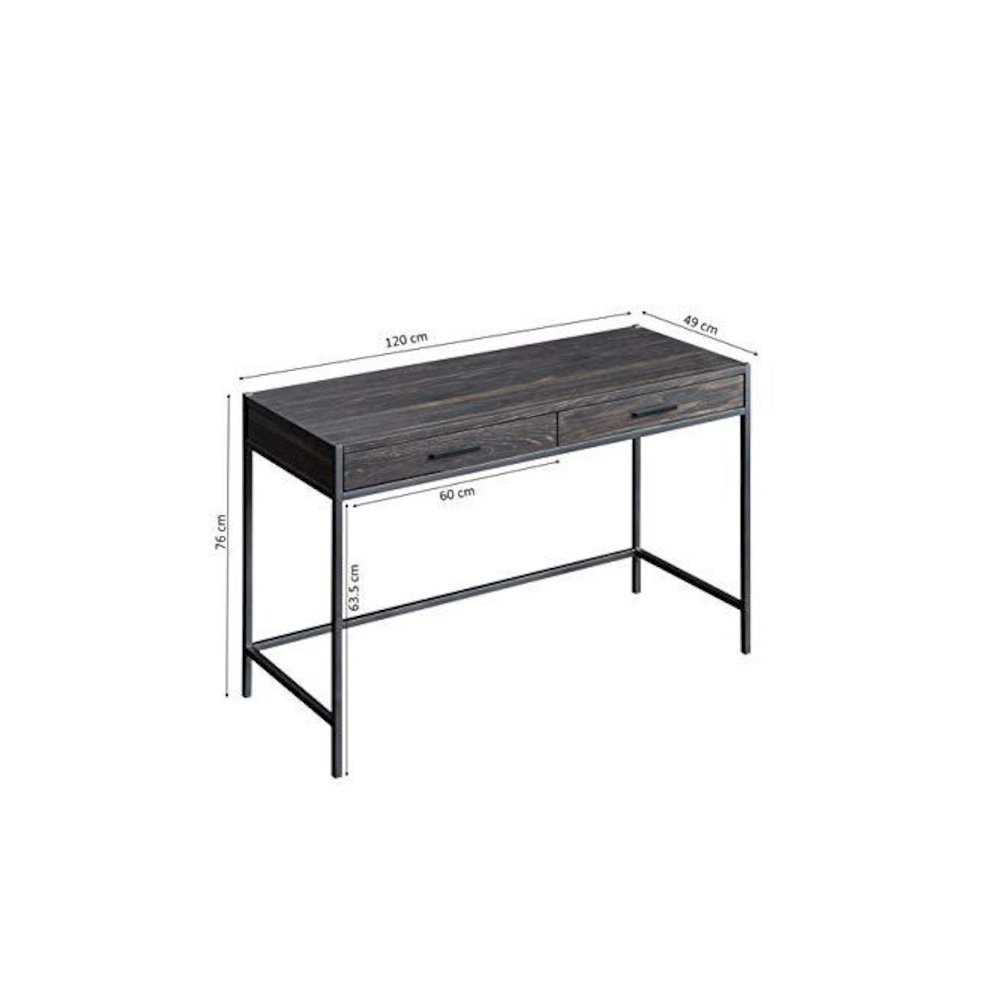 2 Drawer Writing Desk, Dark Brown. Picture 6