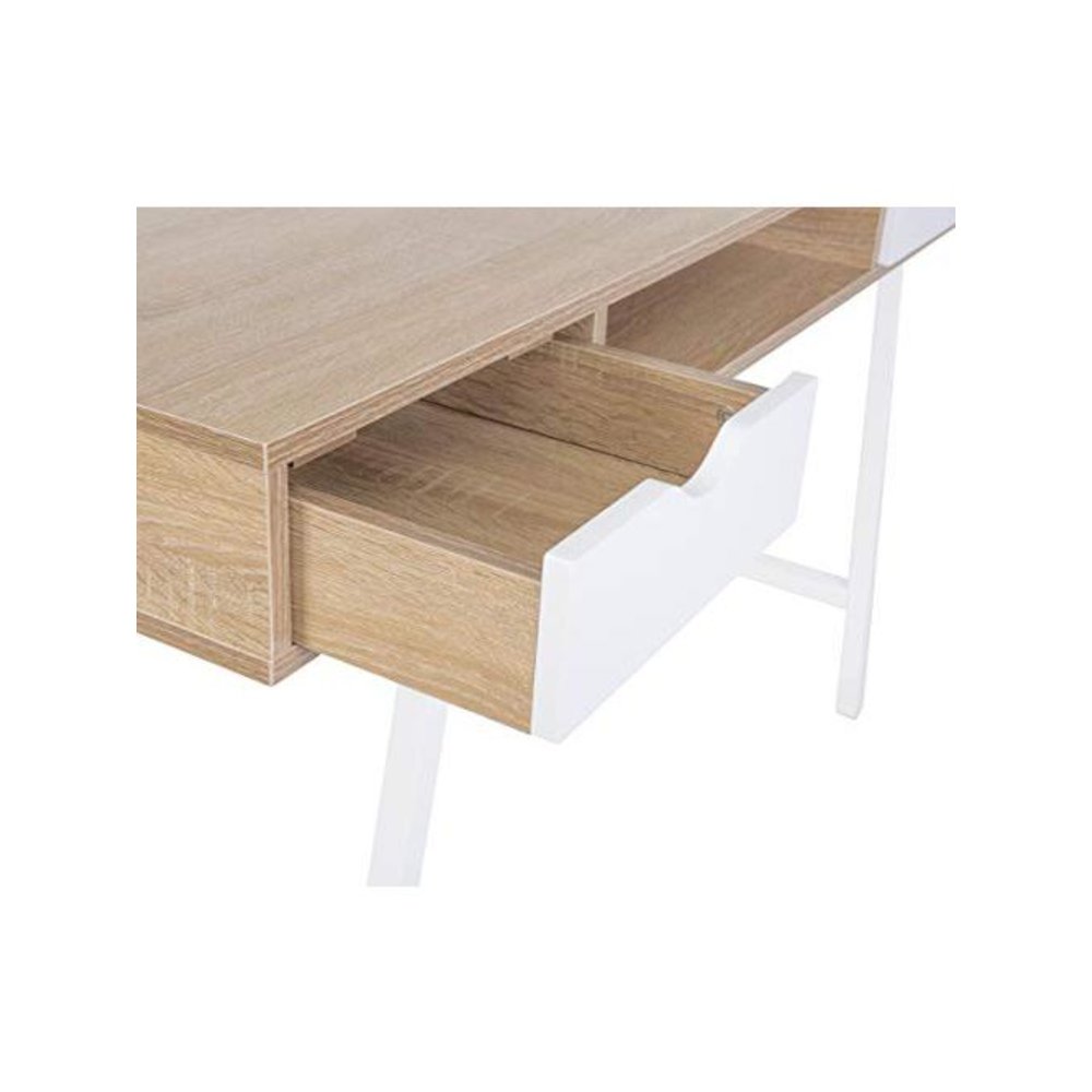 Home Office Writing Desk With Drawers, Mid Century White Oak. Picture 7