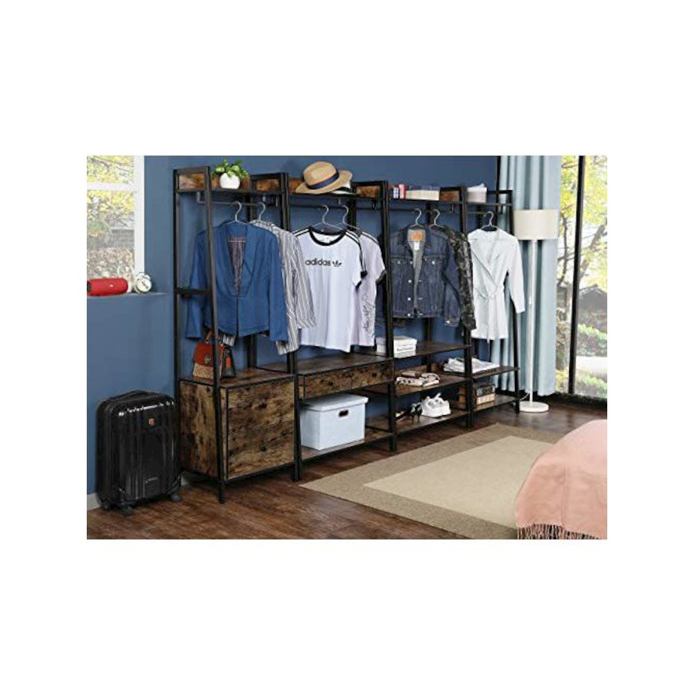 Industrial Rustic Hall Tree Shoe Bench With Storage Drawers And Shelf. Picture 2