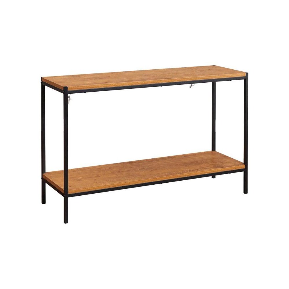 Brooklyn Series Wood Console Table With Storage Shelf In Oak Brown. Picture 1