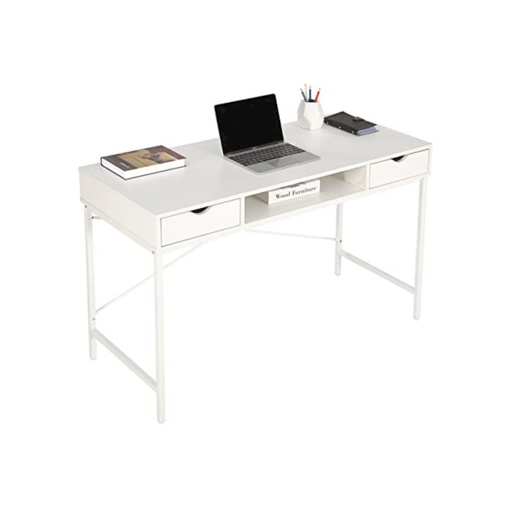 Contemporary Home Office Large Computer Laptop Workstation With Storage. Picture 1