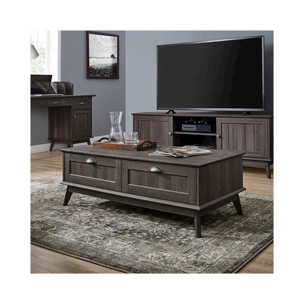 Newport Series Tall Center Coffee Table With Two Fully Extended Drawers. Picture 4