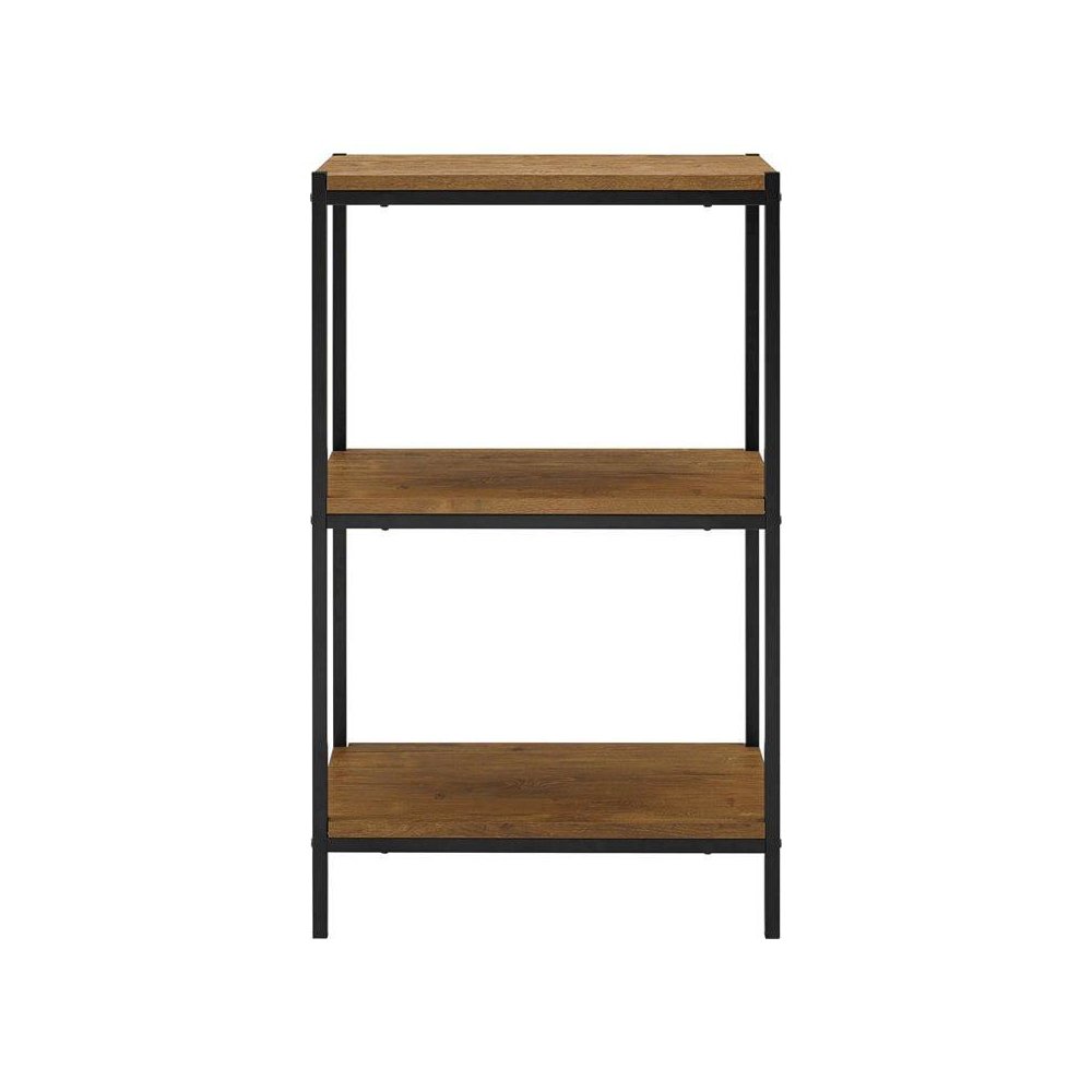 3-Tier Transitional Wood Bookshelf With Open Shelves In Oak Brown. Picture 1