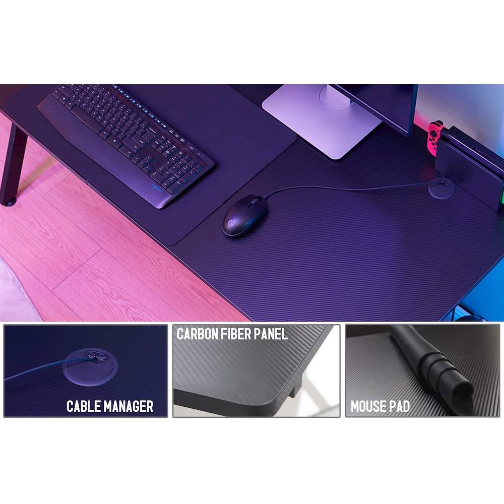 63" Carbon Fiber Surface Computer Table, Black. Picture 3