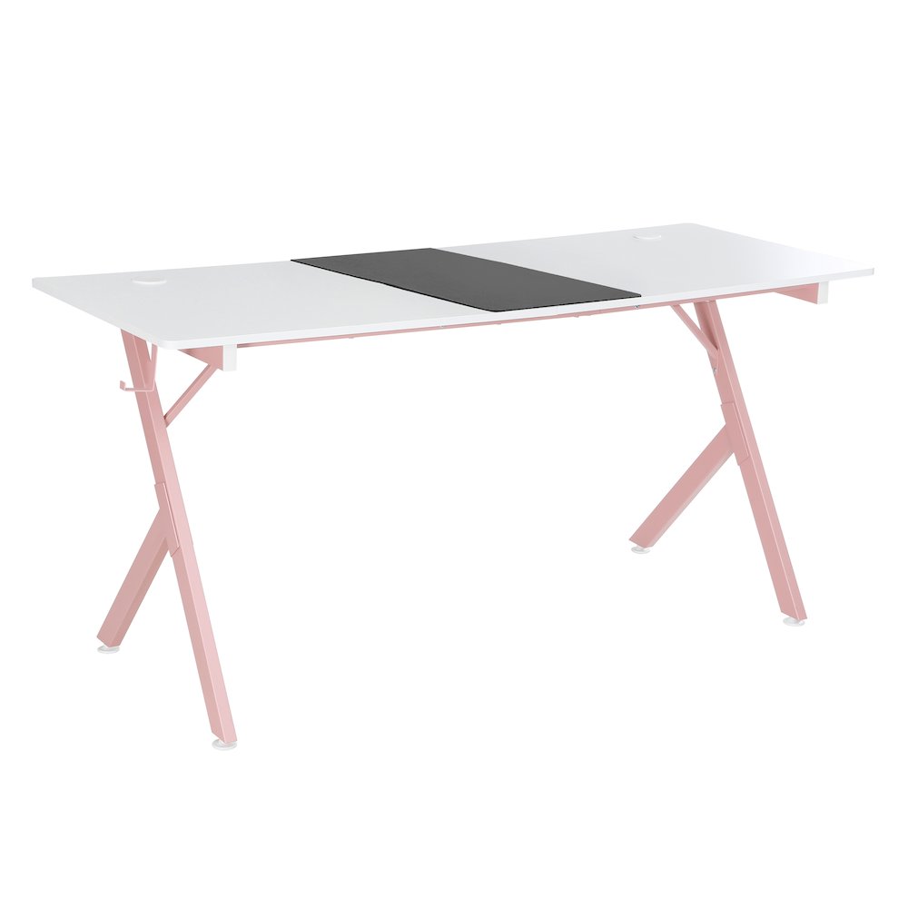 63" Carbon Fiber Surface Computer Table, White Pink. Picture 1