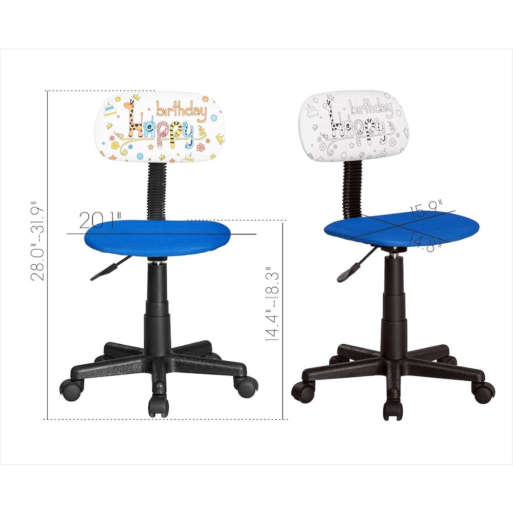 Kids Rolling Drawing Desk Chair, Blue. Picture 2