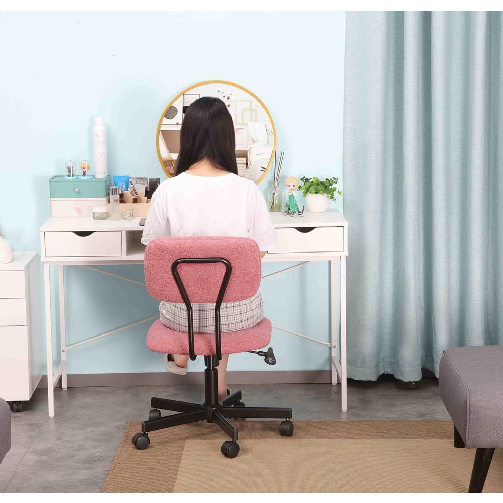 Ergonomic Adjustable Swivel Small Armless Home Office Desk Chair, Pink. Picture 3
