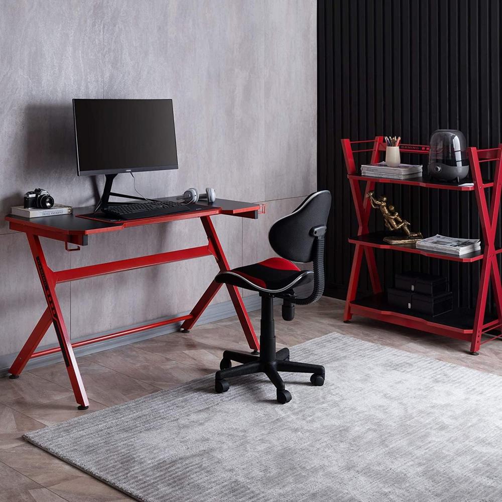 48" Home Office Gaming Computer Desk, Black/Red. Picture 6