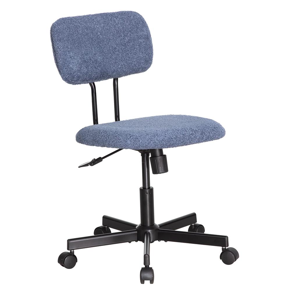 Low Back Velvet Office Computer Chair, Blue. Picture 1
