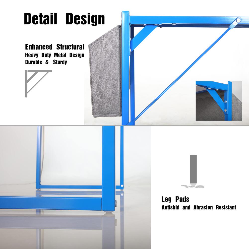 Small Computer Desk Simple Style Writing Desk, White/Blue. Picture 4