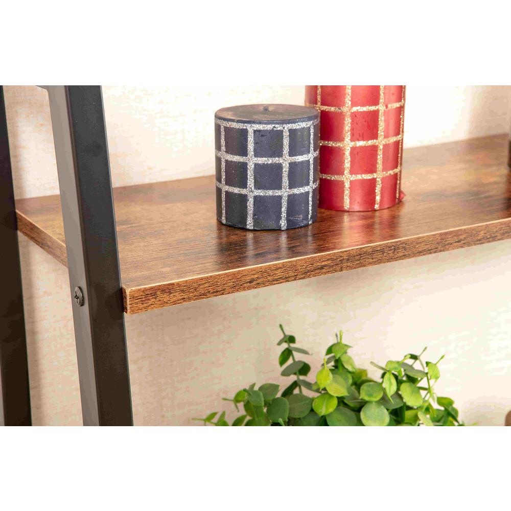 Industrial 4-Tier Bookshelf, Brown. Picture 8