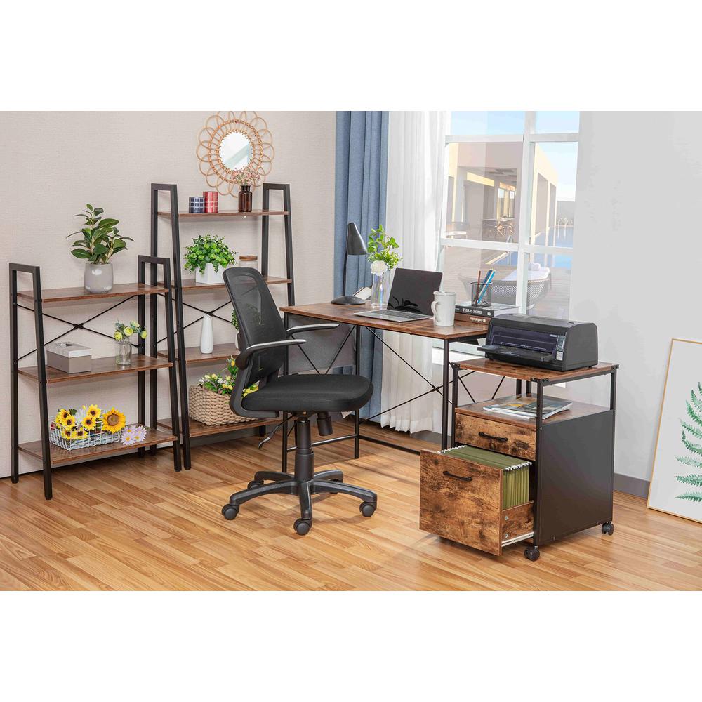 Industrial 4-Tier Bookshelf, Brown. Picture 4