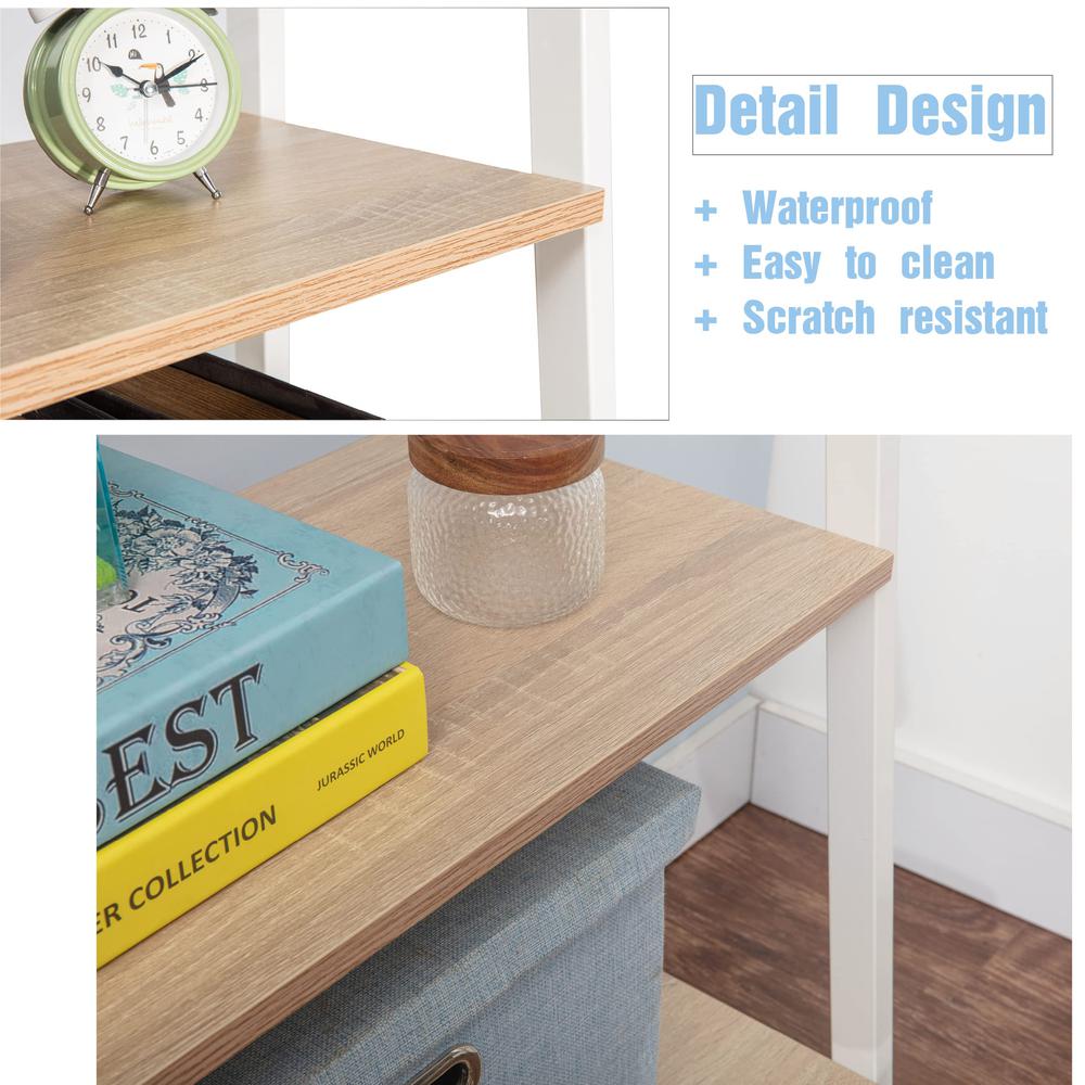 Industrial 4-Tier Bookshelf, Oak/White. Picture 4