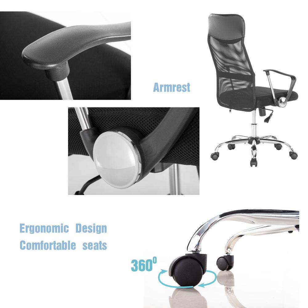 Office Chair High Back Swivel Lumbar Support Mesh Desk Chair, Black. Picture 5