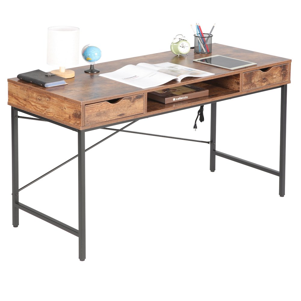 Home Office Contemporary Large Computer Desk Laptop Workstation With Drawer. Picture 2