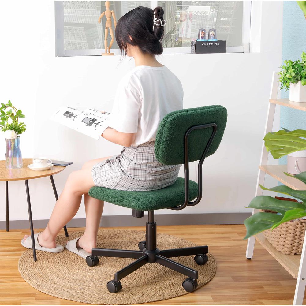 Ergonomic Adjustable Swivel Small Armless Home Office Desk Chair, Green. Picture 2
