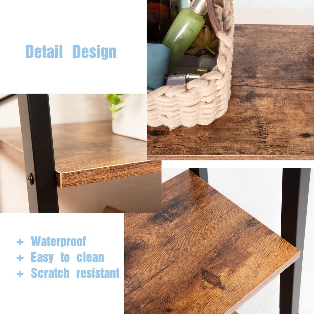 Industrial 4-Tier Bookshelf, Brown. Picture 7