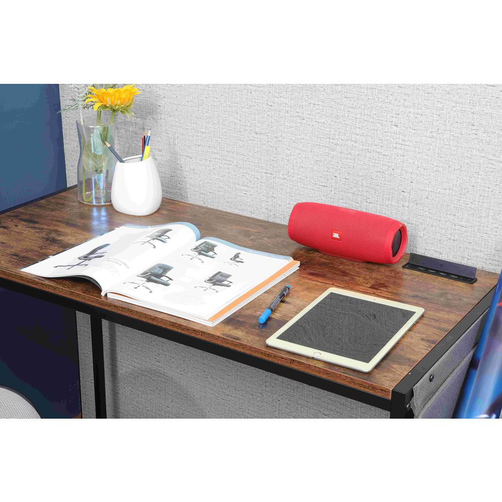 Small Computer Desk Simple Style Writing Desk, Rustic Brown/Black. Picture 4