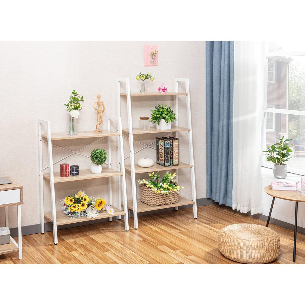 Industrial 4-Tier Bookshelf, Oak/White. Picture 2