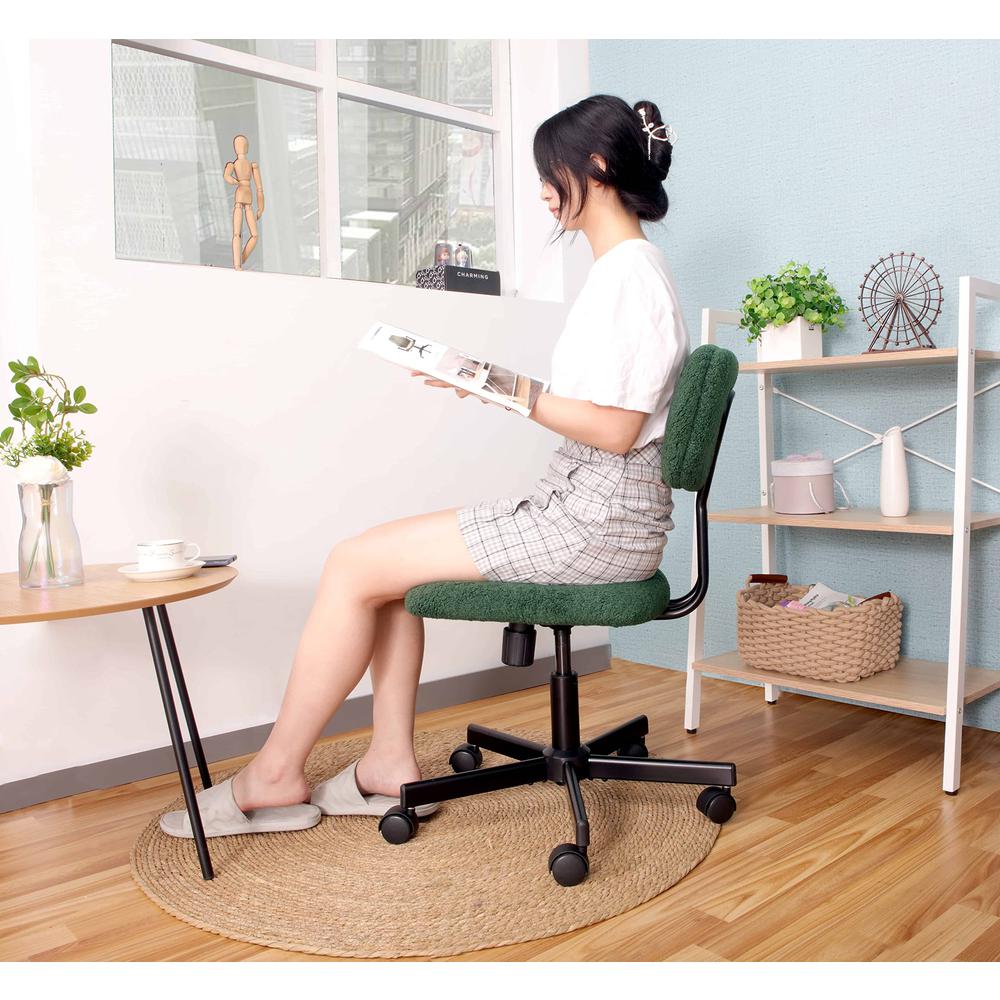 Ergonomic Adjustable Swivel Small Armless Home Office Desk Chair, Green. Picture 3