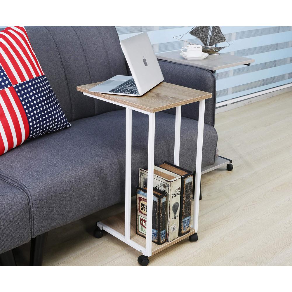 Side End C Table For Sofa, Oak/White. Picture 2