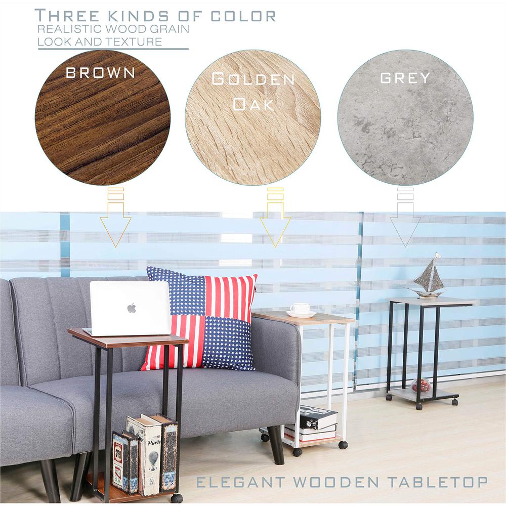 Side End C Table For Sofa, Oak/White. Picture 5