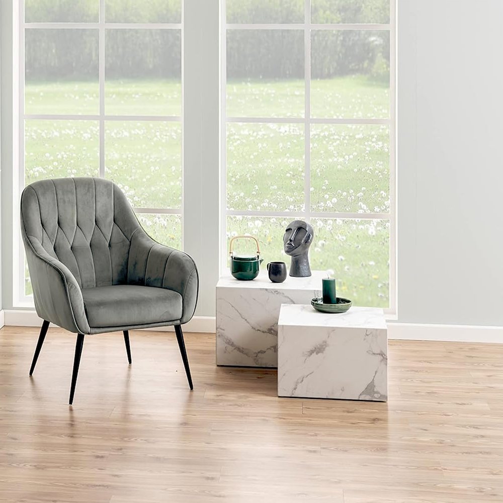 Nesting Coffee Tables - Set of 2 Square Faux Marble Design,Marble white. Picture 3