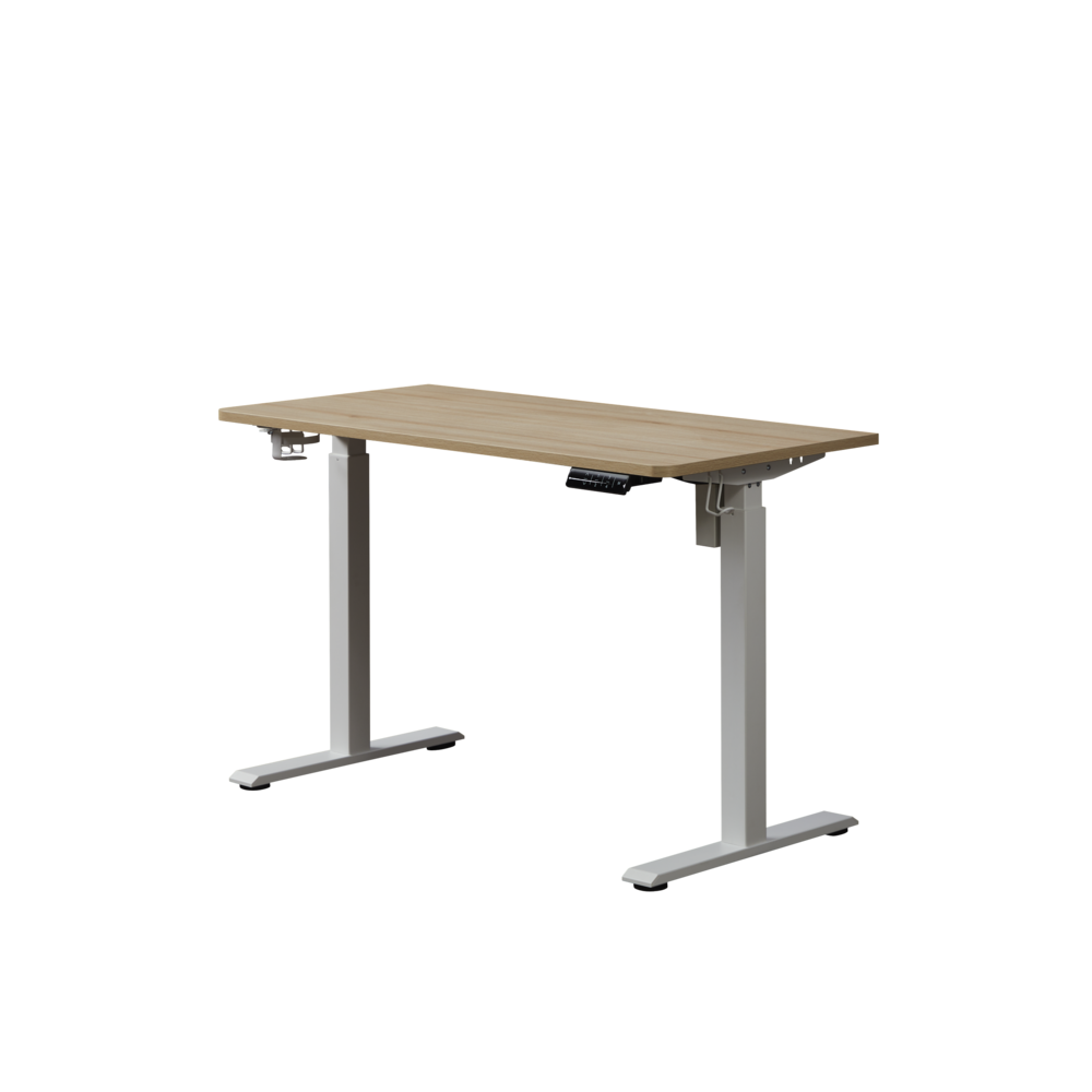 48" Electric Height Adjustable Standing Desk, Natural/White. Picture 1